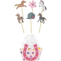 Set de 12 Décorations Cupcakes - Happy Cheval