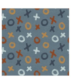 Tissu sweat Poppy croix et ronds de 140 cm de largeur 9801bleu vendu par 50 cm