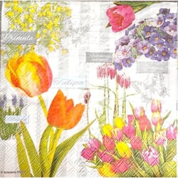 Lot de 4 serviettes en papier découpage collage 33 cm FLEURS DE PRINTEMPS F 1004