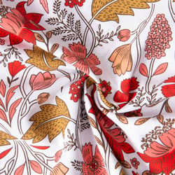 Tissu Coton imprimé Arty Fleuris Lizula sur fond Blanc