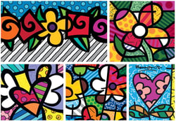 Puzzle 1500 pièces - Romero Britto - Collage: Hearts and Flowers - Bluebird Puzzle