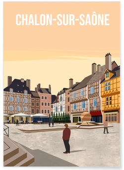Affiche ville Chalon-sur-Saône | A3 : 29,7x42cm