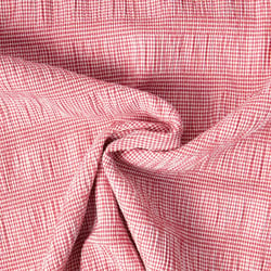 Tissu Polyviscose Seersucker aspect Lin lavé Suzy carreaux Blanc sur fond Rouge