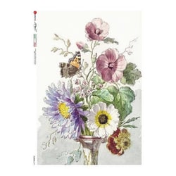 1 feuille de papier de riz 22.5 x 32 cm découpage collage Paper Designs BOUQUET 0379