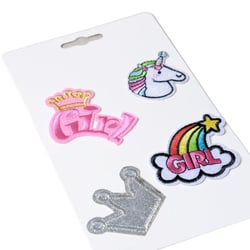 Lot de 4 écussons thermocollants thème girly licorne
