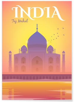 Affiche Inde, Taj Mahal | A3 : 29,7x42cm