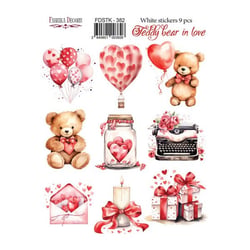 Planche de stickers couleur embelissement Fabrika Decoru TEDDY BEAR IN LOVE 382