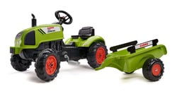 Tracteur à pédales Claas avec capot ouvrant et remorque - Vert - Dès 2 ans - 100% Fabriqué en France - Contient 75% de Plastique recyclé - FALK