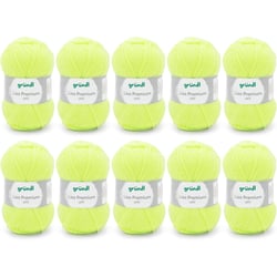 10 pelotes de laine - Jaune fluo - 27 - 100% acrylique - 3,5/4,5 mm - Gründl - Lisa Premium