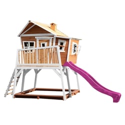 AXI Maisonnette MAX Brun Blanc avec toboggan Violet et bac à sable - Axi House