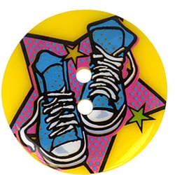 Lot de 3 boutons écusson 28mm baskets