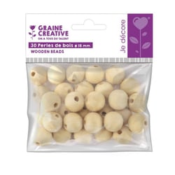 SACHET 30 PERLES DE BOIS Ø 18 mm