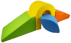 Set de blocs en mousse 4 éléments avec petit pont jaune, vert, bleu, orange - Velinda