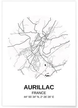 Affiche Carte Aurillac | A3 : 29,7x42cm