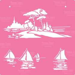 Pochoir plastique souple réutilisable 30 x 30 cm Fabrika Decoru BORD DE MER BATEAU 039