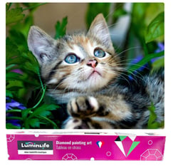 Diamond Painting Broderie Diamant LUMINLIFE 40x50cm, 100% strass, diamants ronds - Chaton adorable