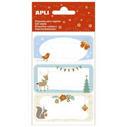 Etiquettes cadeaux Noël Ecureuils, 3 feuilles 9 u.