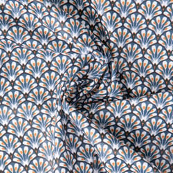 Tissu Coton enduit Gaudi sur fond Bleu pétrole