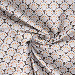 Tissu Coton imprimé éventails Arty Gaudi sur fond Gris