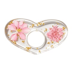 Bague de lecture en résine forme cœur-pétales roses or