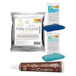 Kit pâte à sucre naissance garçon + 1 Stylo chocolat