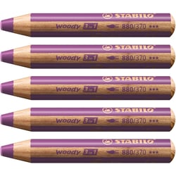 Lot 5 crayons de couleur STABILO Woody 3 en 1 - Lilas - Extra large