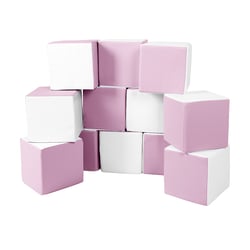 Lot cubes XXL mousse 12 pcs blanc, rose