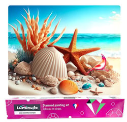 Diamond Painting Broderie Diamant LUMINLIFE 50x40cm, 100% strass, diamants ronds - Coquillage et la mer