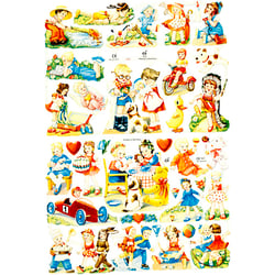 Découpes vintage, enfants, feuille 16,5x23,5 cm, 2 flles/ 1 Pq.