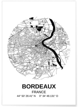 Poster Carte Bordeaux | A3 : 29,7x42cm
