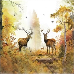 Lot de 4 serviettes en papier découpage collage 33 cm AUTOMNE CERD FORET A 103