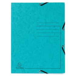 Chemise à élastique 3 rabats carte lustrée 355gm2 - A4 - Turquoise - x 25 - Exacompta