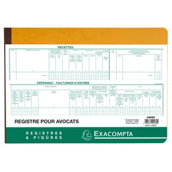 Piqûre Recettes et dépenses - Avocats - texte FR - 80 pages - Exacompta