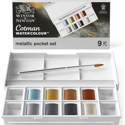 Coffret - Peinture aquarelle - 8 couleurs métalliques - Winsor et Newton - Cotman
