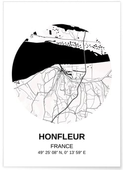 Affiche Carte Honfleur | A3 : 29,7x42cm