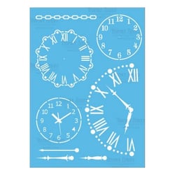 Pochoir plastique souple réutilisable 18,5 x 14,5 cm Fabrika Decoru HORLOGE 093