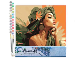 Peinture par Numéro Figured'Art - Femme au turban africain - Kit de Loisir Créatif DIY Numéro d'Art Complet - 40x50cm sans châssis en bois