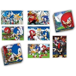 Edukit - Sonic - Coffret apprentissage 4 en 1 - 2 puzzles, 1 mémo, 1 jeu de 6 cubes - Fabriqué en Italie -Dés 4ans