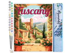 Peinture par Numéro Figured'Art - Affiche de voyage Toscane en fleurs - Kit de Loisir Créatif DIY Numéro d'Art Complet - 40x50cm sans châssis en bois