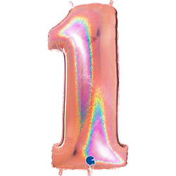Ballon Géant Chiffre 1 Holographique Rose Gold (102 cm)
