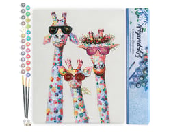 Peinture par Numéro Figured'Art Famille Girafes Pop art - Activité Manuelle Kit de Loisir Créatif DIY Numéro d'Art Complet - 40x50cm sans châssis en bois