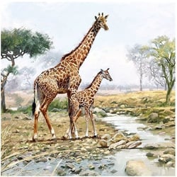 Lot de 4 serviettes en papier découpage collage 33 cm GIRAFE A 313