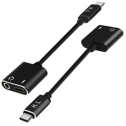 Avizar Adaptateur Audio et Charge USB Type C vers USB-C et Jack 3.5mm Femelle Noir