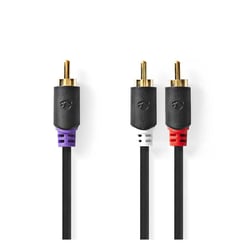 Nedis Câble Audio pour Subwoofer RCA Mâle vers 2 RCA Mâle 3m Gris anthracite