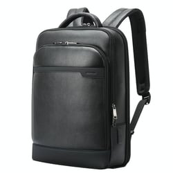 Sac À Dos Ordinateur Grande Capacité Cuir Véritable Avec Ports USB Type-C Noir YONIS