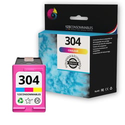 123CONSOMMABLES - 304 - Cartouches d'encre Compatible avec HP 304 Couleur pour Cartouche Encre 304 pour HP Deskjet 3760 2620 2625 2630 2635 2655 3700 3720 3755 Envy 5010 5020 5030 5032 (sans puce) - 123CONSOMMABLES