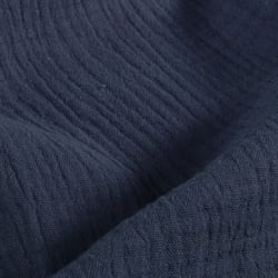 Tissu Double gaze de coton uni Bleu nocturne
