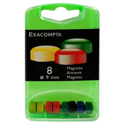 Boîte de 8 aimants F9 - 9mm de diamètre - Couleurs assorties - Exacompta