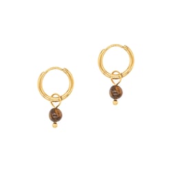 Boucles d'oreilles créoles Serena en pierres Oeil de Tigre - Sloya
