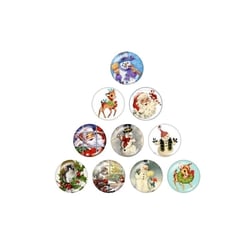 10 cabochons rond en verre assorties 25 mm NOEL 110